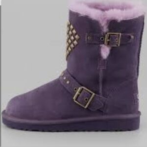 Ugg Australia Adrianna Heart Studded Suede Girls Boots Size 4
